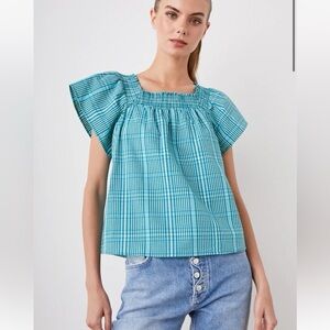 Rails Blue Plaid Women's Top NWT